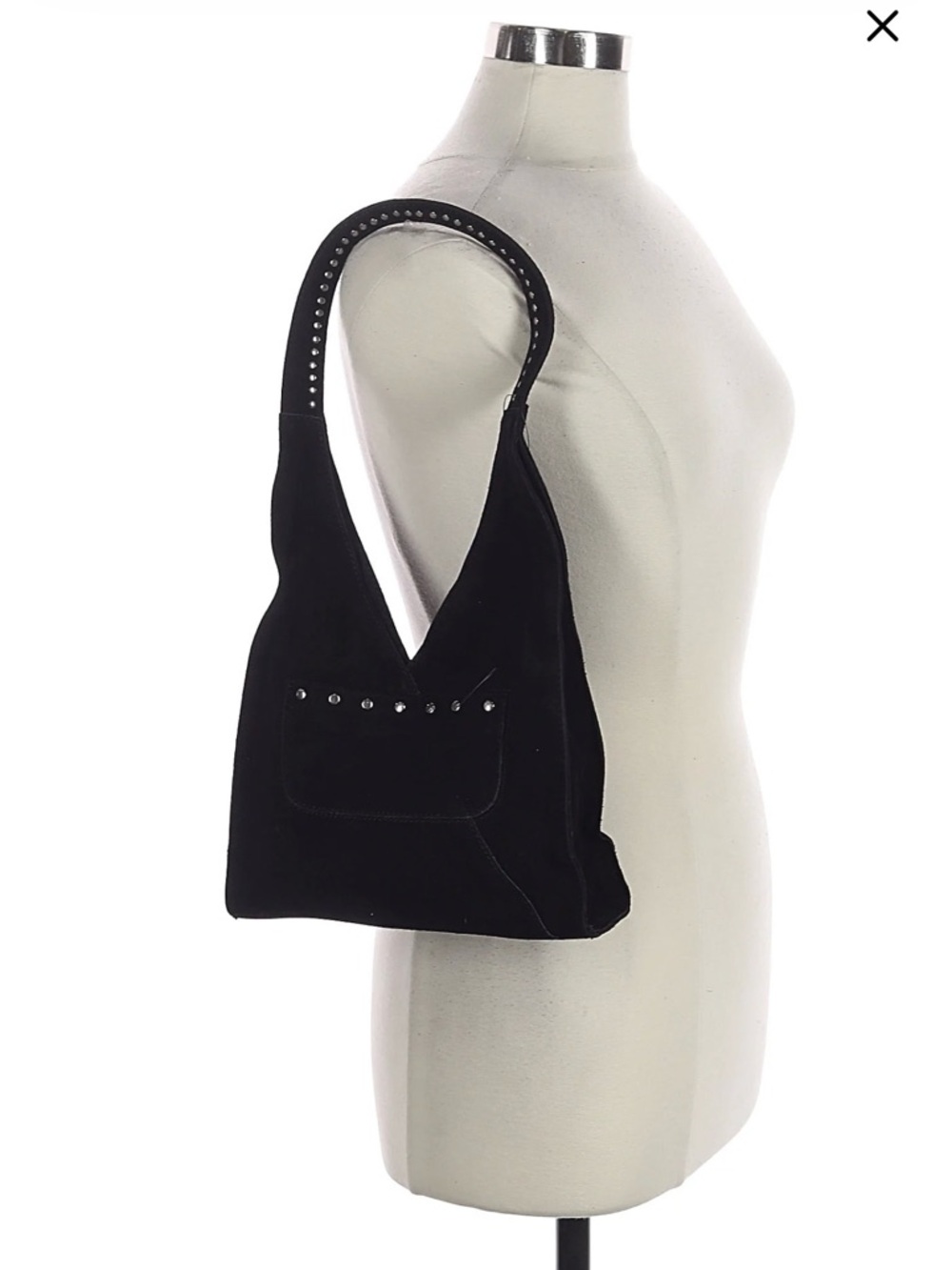 Free People Black Suede Studded Hobo Bag